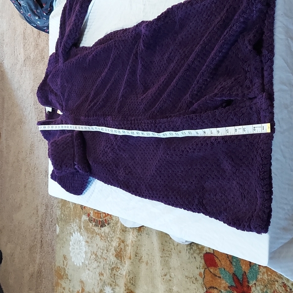 NWT Plush Robe Cozy Ladies Charter Club Zip Up Deep Purple Small Super Soft - Picture 9 of 10